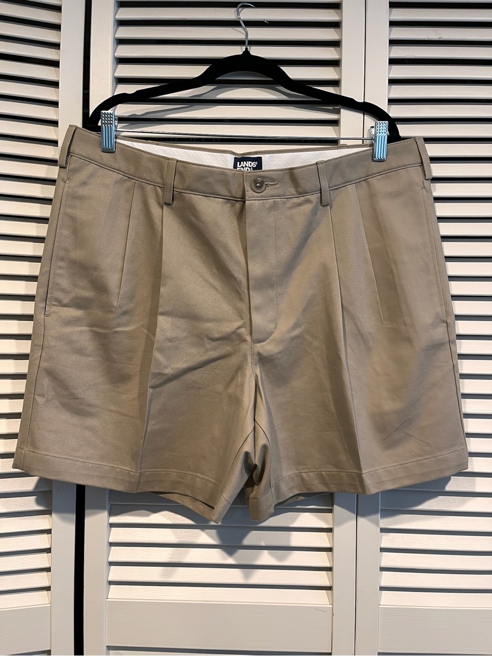 Lands' End Men's Khaki Flat-Front Shorts